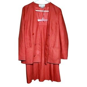 VTG 70s 80s Sabrina B Red Skirt Suit Poland Women’s 12 Dry Clean Only W/Flaws